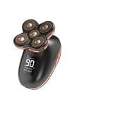 Uonlytech Electric Rotary Shaver with 5 Heads for Smooth Shaving, USB Rechargeable Black Abs Beard Razor, Easy to Wash and Portable for Home and Travel Use