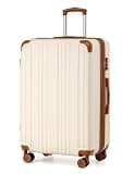Coolife Luggage, Suitcase with Durable and Lightweight, Large Checked Luggage with ABS Hardshell Expandable, Dual Spinner Wheels, TSA Lock, and YKK Zipper(apricot white, L(28in))