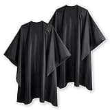 Barber Cape with Adjustable Snap Closure Waterproof Hair Cutting Salon, for Home Haircut, Stylists(Black Pack of 2)