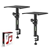NiuNyuNeu Pair of Desktop Speaker Stands Clamp-on Studio Monitor Stands Height Adjustable 9"-14" Desk Mount Speaker Riser Speaker Stands Home Audio