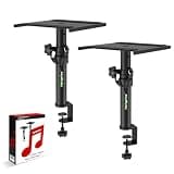 NiuNyuNeu Pair of Desktop Speaker Stands Clamp-on Studio Monitor Stands Height Adjustable 9"-14" Desk Mount Speaker Riser Speaker Stands Home Audio