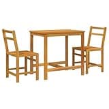 TUERYAFEK Solid Acacia Wood 3 Piece Balcony Bistro Set with Slatted Design for Small Outdoor Spaces, Garden Patio Table and Chairs