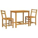 TUERYAFEK Solid Acacia Wood 3 Piece Balcony Bistro Set with Slatted Design for Small Outdoor Spaces, Garden Patio Table and Chairs