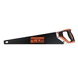 JORGENSEN 20 Inch Black Coated Pro Hand Saw, 11 TPI Fine-Cut Ergonomic Non-Slip Aluminum Ultrasonic Welding Handle for Sawing, Trimming, Gardening, Woodworking, Drywall, Plastic Pipes