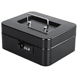 KYODOLED Cash Box with Combination Lock Safe Metal Money Box with Money Tray for Security Lock Box 7.87"x 6.30"x 3.35" Black