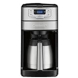 Cuisinart Automatic Grind & Brew 10-Cup Coffee Maker with Blade Grinder, Programmable Coffee Machine Glass Carafe with 1-4 Cup Setting, Brew Pause, Grind-Off Option, DGB-450NAS, Black/Stainless Steel