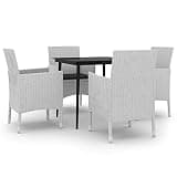 YUOGHRTFE 5 Piece Patio Dining Set with Cushions, PE Rattan Chairs and Glass Table for Outdoor Garden