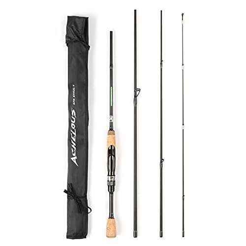 HUIOP Fishing Rod,4 Pieces Travel Rod, Portable Travel Spinning Fishing Rod Lightweight Carbon Fiber 4 Pieces Fishing Pole