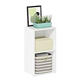 Furinno PASIR Book Shelf, 2-Tier Modern Bookshelf, Open Shelves Cube Bookcase, 9 x 12 x 21, Easy Assembly, Closed Back, for Living Room, Bedroom, Home Office, Plain White