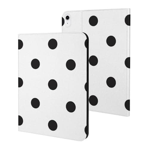 Compatible with iPad A16 Case 11 Inch 2025, Black Polka Dots White Print Slim Tablet Cover Compatible with iPad 10th Generation Case 10.9 Inch 2022, Auto Wake/Sleep with Stand