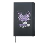 I Wear Purple For Fibromyalgia Awareness Hardcover Journal, Black