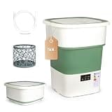 LovHomdecr 1.8 Cu.Ft Foldable Portable Washer – Compact Washing Machine with Spin Dryer, 150W Motor Timer Control for RV, Apartment, Camping, No Hookup Required (White Green)