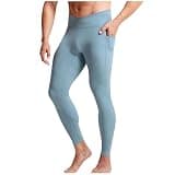 Mens Baselayer Stretchy Thermal Pants Breathable Athletic Sports Gym Leggings John Workout Compression Bottoms Light Blue