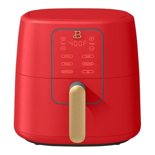 6 Quart Air Fryer with Touch-Activated Display, 4-in-1 Countertop Air Fryer 1750W, Air Fry Roast Reheat Dehydrate, Nonstick Dishwasher Safe, Auto Shut-Off, 90°F to 400°F (Tomato Red)