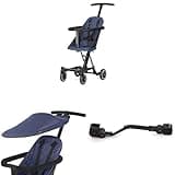 Dream On Me Coast Rider Award-Winning Travel Stroller Bundle in Navy – Includes Canopy & Connector | Compact, Lightweight, 3-in-1 Convertible