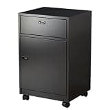 GFSGHZZ Metal Vertical File Cabinet with Lockable Storage Organizer for Home Office School Multi Purpose Garage Tool Chest Cabinet Rolling Printer Stand,Black-Password Lock