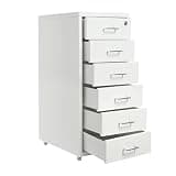 SpaceBovae Vertical File Cabinet 6 Drawer Metal Filing Cabinet, Rolling Storage Cabinet with Wheels for Home Office, Cold Rolled Steel Freestanding Document Organizer for Bedroom Study, 11x16x27 Inch