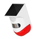 Operitacx Solar Outdoor Infrared Security Detector Alarm with No Wiring, Sound and Light Alarm, Ip67 Waterproof Abs and Silicon Material for Home and Gate Security
