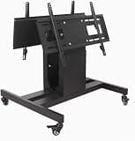 LBAawxe 32-65 Inch Mobile TV Cart on Wheels - Mobile TV Mount Stand Holds Two (2) Screen, 0-20° Angle Adjustment