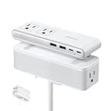 Anker Nano Power Strip, Desk Clamp with 1500J Surge Protector, 5ft Extension Cord, 70W Max Gaming Desk Accessories, 6 AC, 2 USB A, 2 USB C, Home Office Essentials, Fit 0.6~1.8'' Tabletop Edge (White)