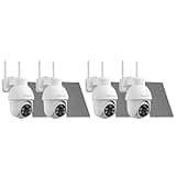 Rebluum Solar Security Cameras Outdoor Wireless, 2 Pack Outdoor Camera Wireless Solar Powered, Pan Tilt 360°WiFi Camera with Color Night Vision/PIR Sensor/2-Way Audio(4 Pack)
