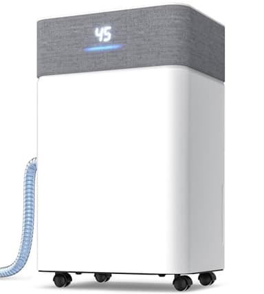 AKIRES 55Pint Dehumidifier for 4000Sq.Ft, Smart Dehumidifier with Drain Hose, 1.15Gal Removable Tank, LED Display, 24H Timer & Child Lock, Dehumidifier for Basement,Bedroom,Bathroom(Pearl White)