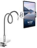 Lamicall Gooseneck Tablet Holder, Tablet Stand : Flexible Arm Clip Tablet Mount Gifts, Compatible with iPad mini Pro Air, Kindle, Switch, Galaxy Tabs, More 4.7-10.5" Devices - Gray