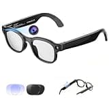 Wvryrv AI Smart Glasses with Camera 8MP, 4K Video, Bluetooth Sunglasses for Men Women, Wireless Charging, Real-Time Translation, Voice Assistant, Object Recognition, Long Battery Life - 3 Lenses