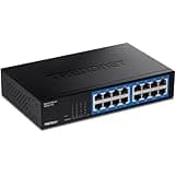 TRENDnet 16-Port Gigabit Desktop Switch, TEG-S17D, 16 x Gigabit RJ-45 Ports, 32Gbps Switching Capacity, Ethernet Splitter, NDAA & TAA Compliant, Internal Power Supply, Lifetime Protection, Black