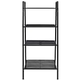KGHFDVB Metal Ladder Bookcase 4 Shelves Black Storage Shelving Unit for Bathroom Living Room Office Display Rack