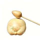 Hand Carved Little-Leaf Boxwood Double Fish Wooden Fish Temple Block Zen Drum with Mallet – Natural Wood Buddhist Percussion for Meditation Chanting Home Office Decor Feng Shui Gift (Small)