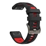 FVBBVCKAA 20 22 26MM Silicone WatchBand Strap Fit For Garmin Fenix 8 E 7 7X 6X 6 Pro 5 5X Plus Epix Enduro 3 WristStrap QuickFit Release Bracelet(Black red,20mm)