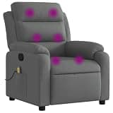KTPRTOCK Manual Reclining Chair with 135 Degree Tilt, Vibration Massage Recliner Dark Grey Fabric, 6 Massage Points, Side Pocket, Wood and Metal Frame