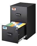 PEUKC 2 Drawer File Cabinet with Lock, 25.4" High Vertical Filing Cabinet, 17.7" Deep Metal Storage Cabinets for Home Office, Letter/Legal/A4/F4 Size, Black(Assemble Required)