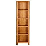 KGHFDVB 5-Tier Solid Oak Bookcase 17.7"x8.7"x55.1" Narrow Tall Bookshelf for Living Room Study