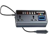 200W Car Power Inverter, 9-Port Output with Dual AC Sockets, 3 USB and 2 PD Rapid Charging Ports, Smart Digital Display, 12V 24V Universal Vehicle Power Outlet Converter, 4.7 x 2.2 x 7.7 in