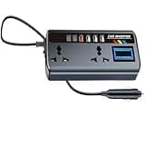 Vehicle Power Inverter 200W, 12V 24V Universal Car Power Outlet Converter, 9-Port Output with 3 USB and 2 PD Rapid Charging Connectors, Dual AC Outlets, Smart Digital Display, 4.7 x 2.2 x 7.7 in