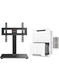 Perlegear Universal Swivel TV Stand Base for 32–70 inch TVs and 17" in-Wall Media Box