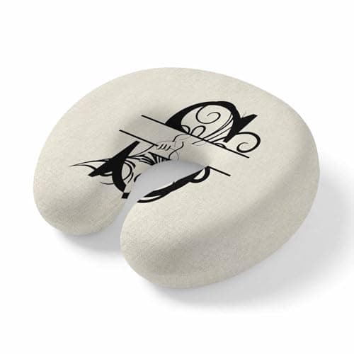 Letter S Travel Neck Pillow Memory Foam,Hand Neck Support Airplane Pillow for Traveling Bed Car Office Home,Monogram Words Portable Flight Pillows with Removable & Washable Cover