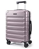 LIGHT FLIGHT Carry On Luggage 22x14x9 Airline Approved, Expandable Carry On Suitcases with Wheels, Lightweight Luggage, Durable Hard Shell 20 Inch Rolling Suit Case for Men Women Travel,Rose Purple