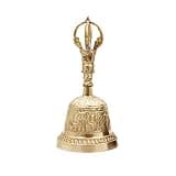 Brass Prayer Bell Set, Tibetan Buddhist Dorje Vajra for Meditation(GOLD)