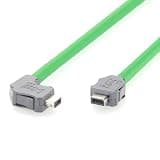 IX to IX Cat6A Industrial Ethernet Cable Right Angle IX40G-A-10S-CVL1 to IX40G-A-10S-CV 10Pin A Key 10Gbps Shielded for Industrial Automation, PLC, Machine Vision, Robotics (Downward, 1.5M/4.92FT)