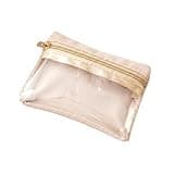 Clear Jewelry Travel Pouch, Compact Polyester Zipper Bag for Earrings & Necklaces, Beige Organizer for Luggage or Drawer Storage (1 Pack)