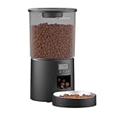 Automated Cat Feeder,Clear 4.2L Dry Food Dispenser with Single Bowl,Programmable Timed Pet Feeder for Up to 6 Daily Meals,10-Second Voice Message & Dual Power Backup (Black, 4.2L Press Version)