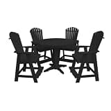 Keystone Amish Co. Poly Composite Thompson Adirondack 5-Piece Counter Height Dining Set with Round Table, Black