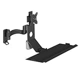 XIVUIFOI Monitor and Keyboard Wall Mount,Ergonomic Stand-Up Workstation,Angle Adjustable,w/Foldable Keyboard Tray, Load 10kg, for Single Screen Up to 15-27 Inch (Black)