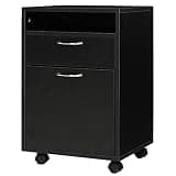 Torvex Printer Stand Cabinet, Black Mobile Storage Organizer and Rolling File Cabinet with Drawer, Door Cabinet, Castors for Home Office Printer Station