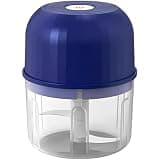 Electric Garlic Chopper, Sapphire Blue, 260 ml Mini Wireless Food Blender with Upgraded Motor, USB Charging, 3-Edge Stainless Steel Portable Processor for Garlic, Meat & Veggies, 3.5 x 4.4 in