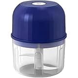 Electric Garlic Chopper, Sapphire Blue 260 ml Mini USB Charging Cordless Food Blender, 3-Edge Stainless Steel Portable Processor with Upgraded Motor for Garlic, Meat, Veggies, 3.5 x 4.4 in