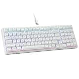 HUO JI E-Yooso Creamy Mechanical Keyboard Wired, Hot Swappable, Pre-lubed Linear Switches, Gasket Structure with Sound Dampening Foam, RGB Backlit, 99 Keys Custom Gaming Keyboard for PC/Mac,White